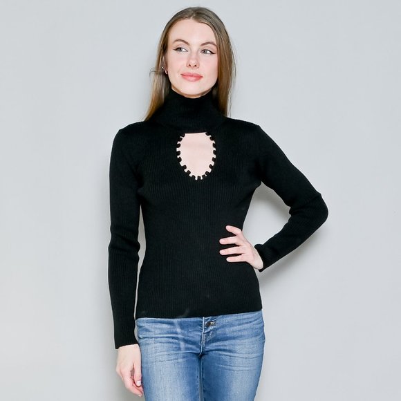 Bevza Sweaters - BEVZA Cut-Out Ribbed Wool-Blend Turtleneck Sweater